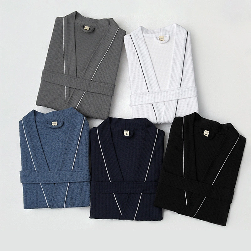 Custom Luxury Robe Men Plus Size 100% Cotton Solid Waffle Bathrobes
