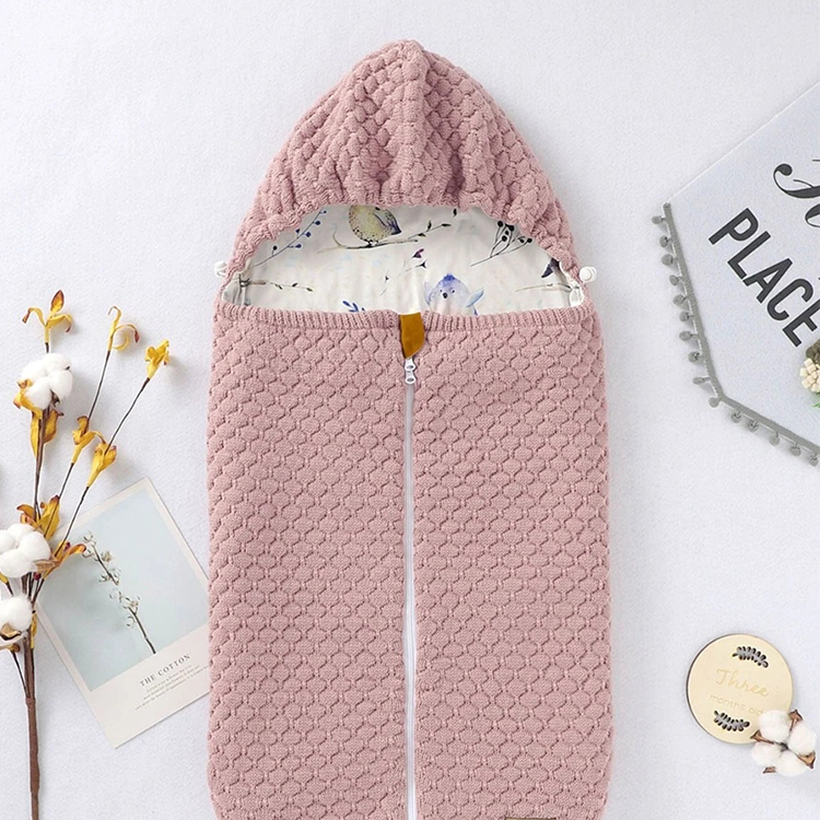 Infant Baby Girls Zip Sleeping Bag New Born Baby 100% Acrylic Letter Patched Zip Up Sleep Bag for Kids