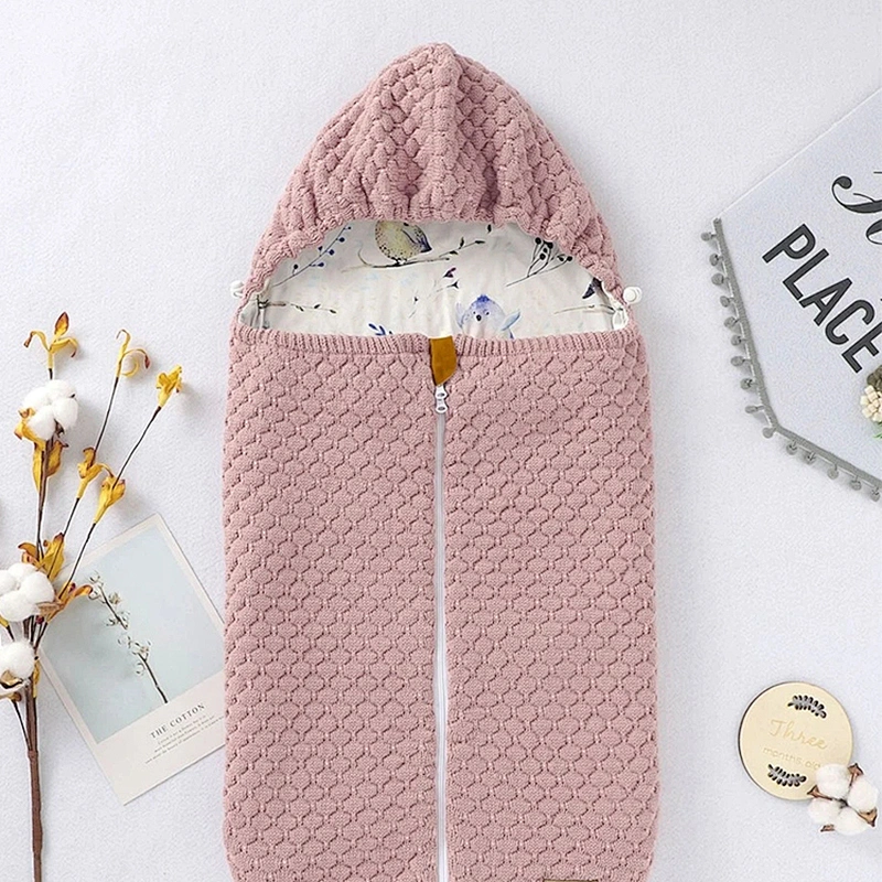 Infant Baby Girls Zip Sleeping Bag New Born Baby 100% Acrylic Letter Patched Zip Up Sleep Bag for Kids