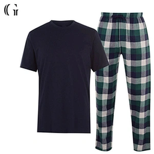 Wholesale Men's Sleepwear Soft Cotton Shirt with Flannel Pants Pyjamas Set Custom Pajamas For Men