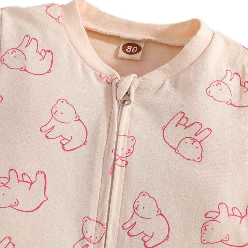 Wholesale Baby Girls' Rompers Zipper Knit Solid Clothes Jumpsuits 100% Cotton Baby Onesie