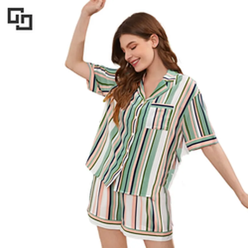 Striped Organic Cotton Pj Sets Girls Nightwear Pajama 2022 Women Bamboo Pyjamas Set