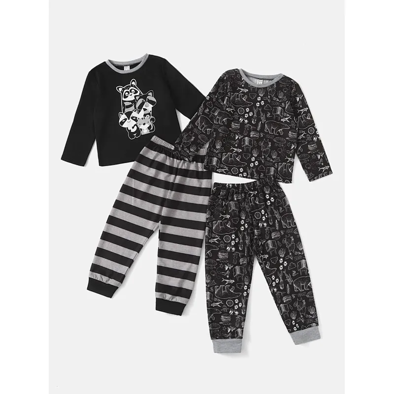 Toddler Boys Sleepwear Long Sleeve Cartoon Children PJS OEM Kids Pajama Set