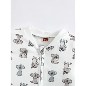 Cute Baby Clothes Set 100% Cotton Koala Print Zip Up Jumpsuit Unisex Baby Romper