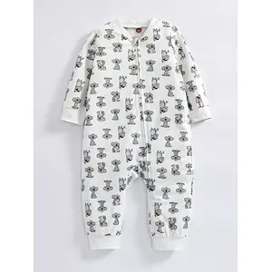 Cute Baby Clothes Set 100% Cotton Koala Print Zip Up Jumpsuit Unisex Baby Romper