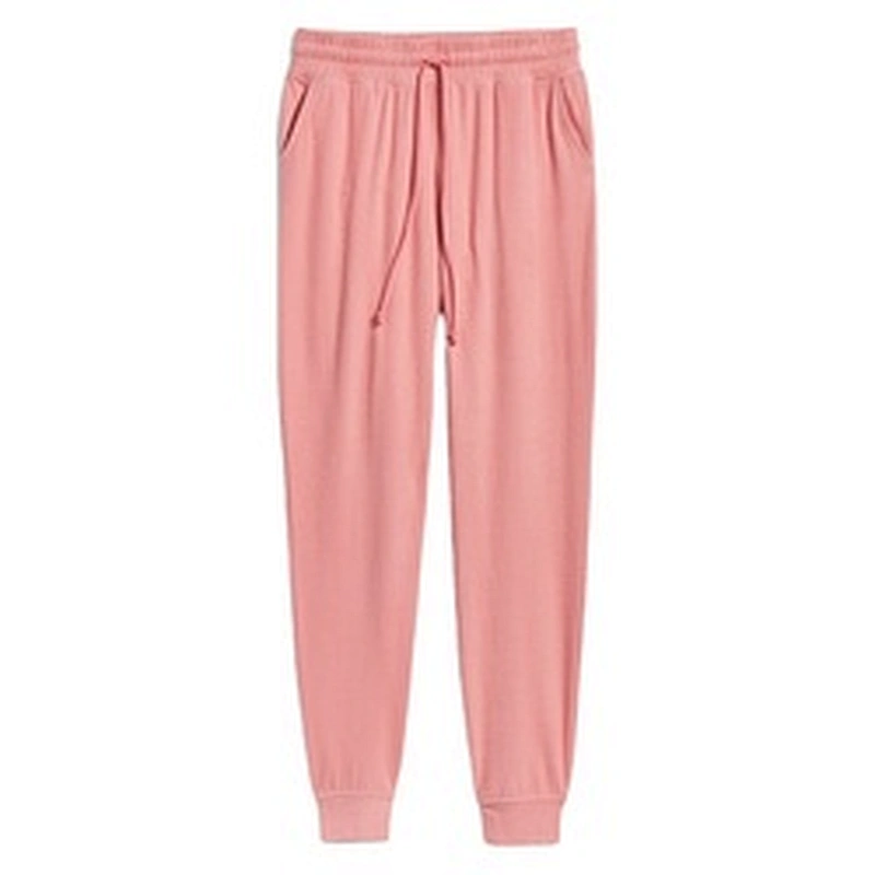 Wholesale Lady Pajama Bottom Pants High Waisted Soft Brushed Rayon Plush Knit Jogger Lounge Pants for Women