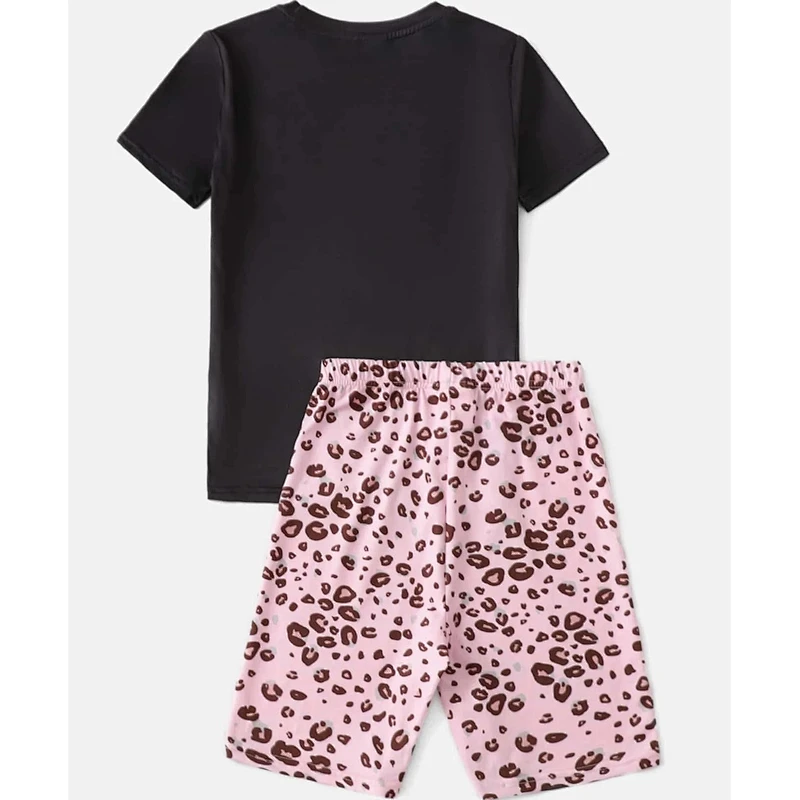 Toddler Girl Pajama Leopard & Slogan Pajamas for Girl Children Graphic Kids Girls Pajamas
