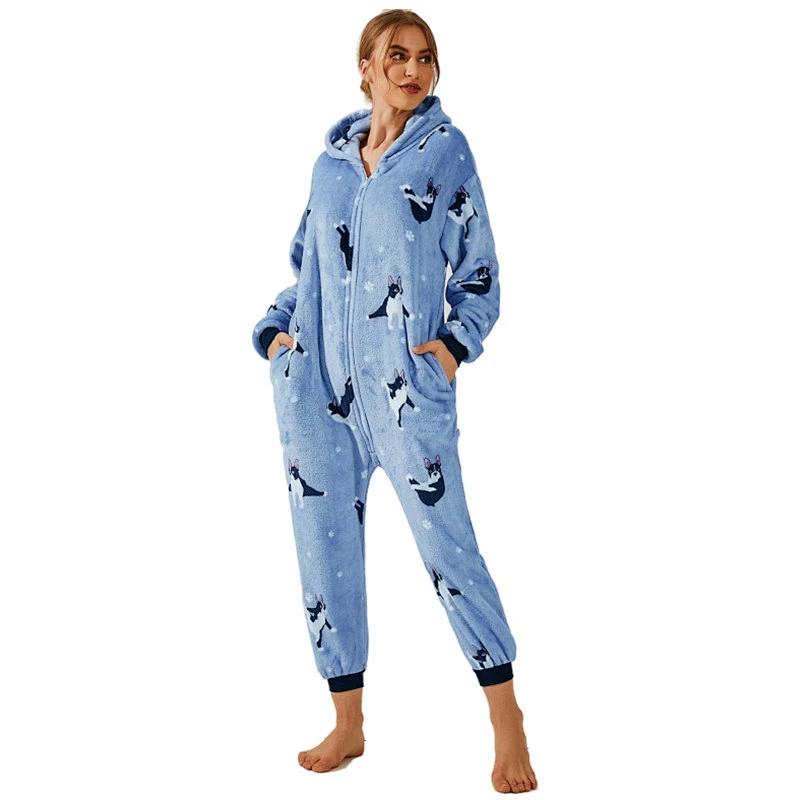 New Arrival Print 3D Ear Winter Velvet Adult Rompers Fleece Custom Long Jumpsuits Flannel Animal Unicorn  Women Onesie