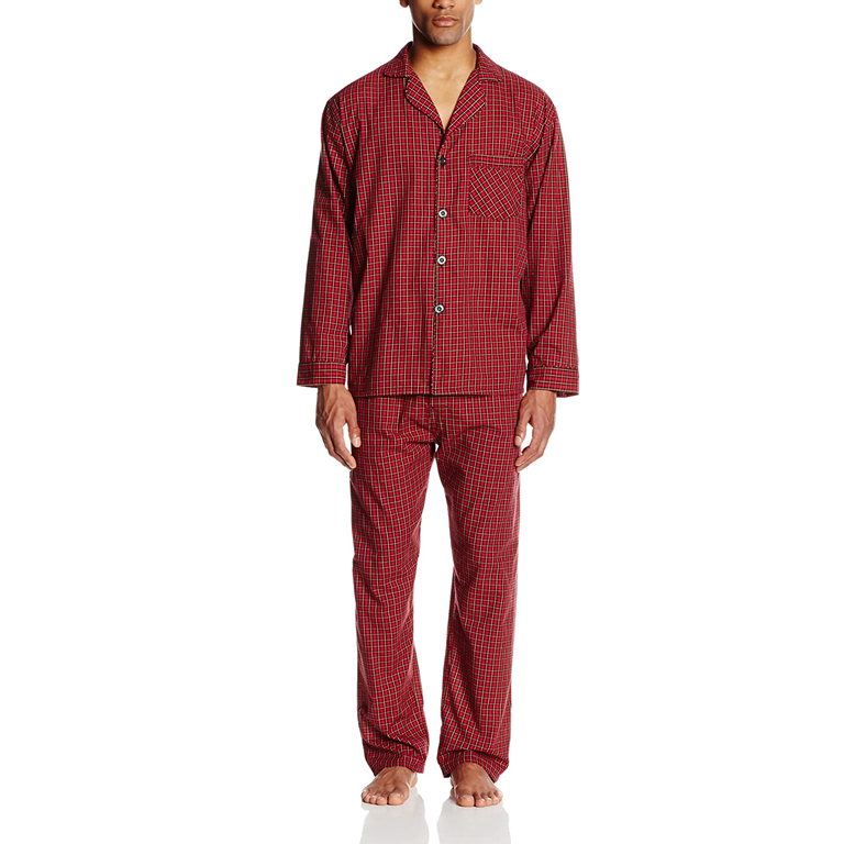 Winter Christmas Pjs Mens Sleepwear Long Sleeve Cotton Man Pajama Set
