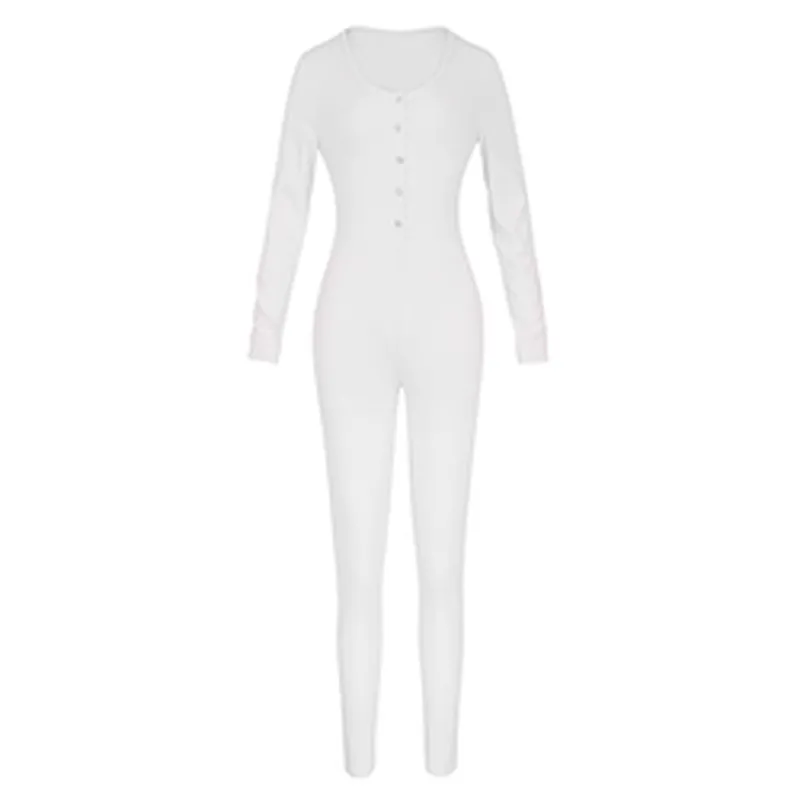 Custom Cozy Knit Adult Onesie Pajamas Solid Button Front Long Sleeve Jumpsuit for Women