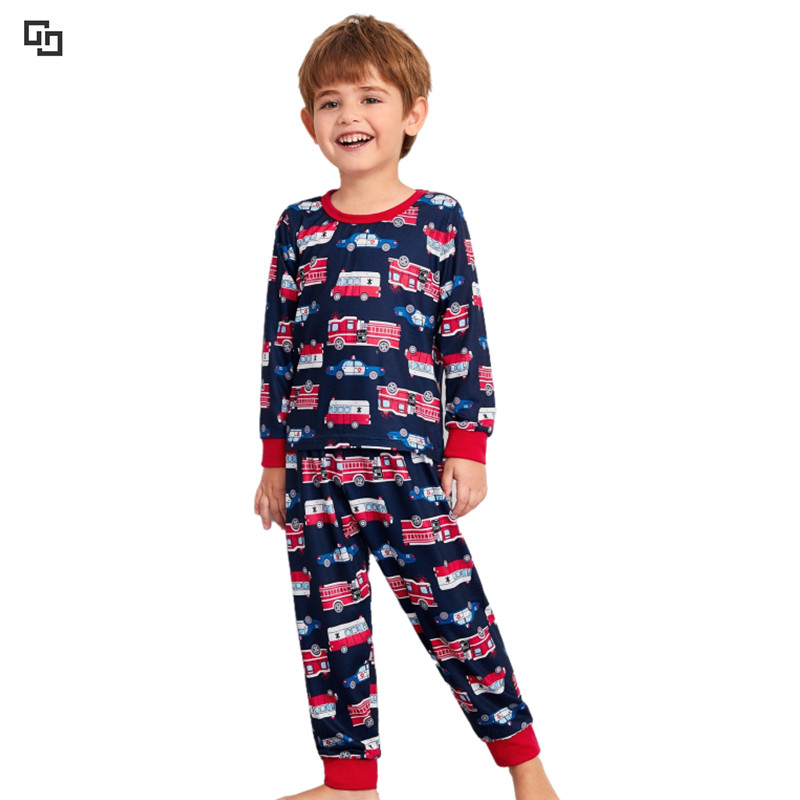 2022 Cartoon Cotton Children Boy Printed Custom Pjs Custom Pajama OEM ODM Cozy Kids Pyjama Sets
