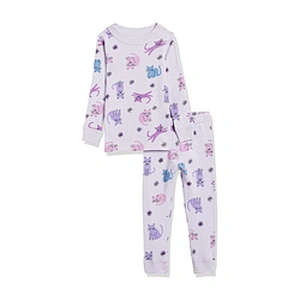 2022 Kid Pijamas 2 Piece Long Sleeve Cute Cat Print Animal Cotton Pajama Set for Kids