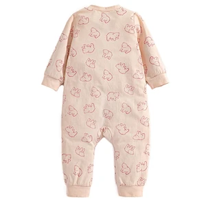 Wholesale Baby Girls' Rompers Zipper Knit Solid Clothes Jumpsuits 100% Cotton Baby Onesie