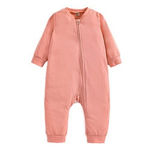 Wholesale Baby Girls' Rompers Zipper Knit Solid Clothes Jumpsuits 100% Cotton Baby Onesie
