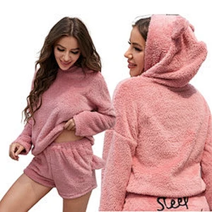 2022 Letter Drop Shoulder Fleece Pjs Femme Designer Flannel Custom Pajama Lounge Wear Sets For Women