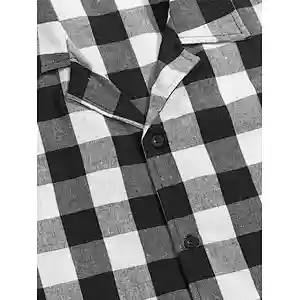 2021 Women Gingham Black And White Women's Sleepwear Pajamas Top And Drawstring Waist Shorts Lounge Wear Cotton Pijama Set