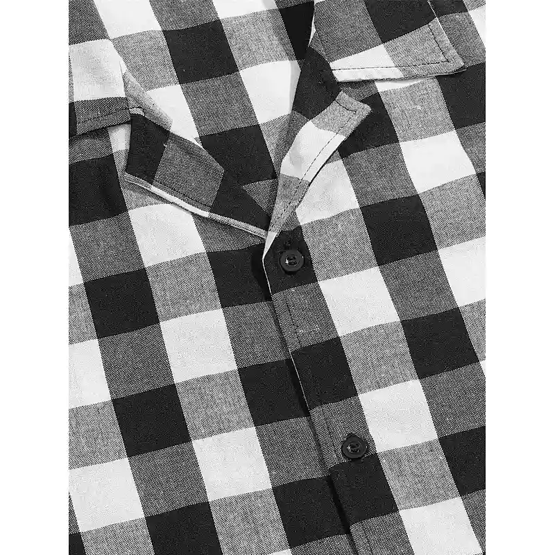 2021 Women Gingham Black And White Women's Sleepwear Pajamas Top And Drawstring Waist Shorts Lounge Wear Cotton Pijama Set