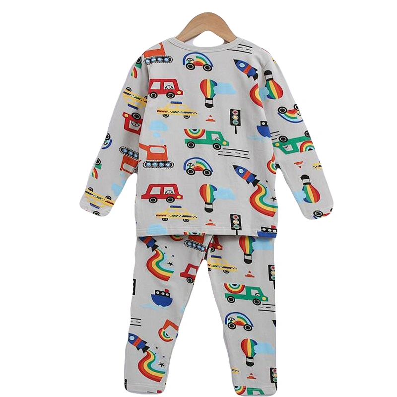 Cartoon Car Print Custom Children Pajama Sets Toddler Boys Pjs Organic Cotton Kids Pyjamas