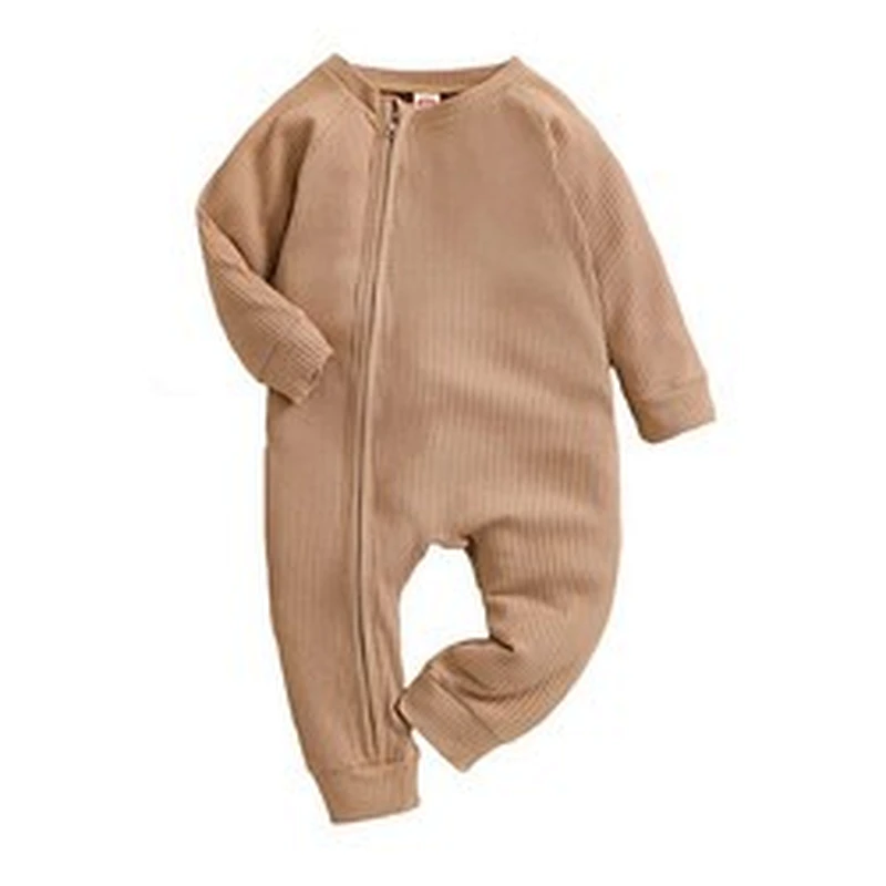 Solid Raglan Sleeve Oblique Zipper Baby Onesie Winter Newborn Baby Clothes Baby Romper