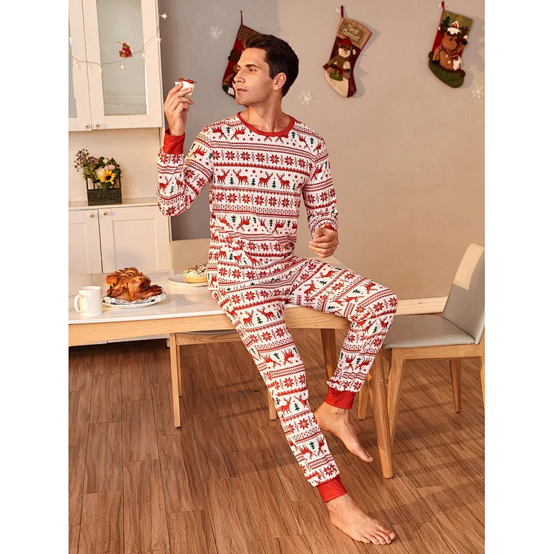 Long Sleeve Matching Family Christmas Pajamas PJs Cotton Christmas Pajamas Sets