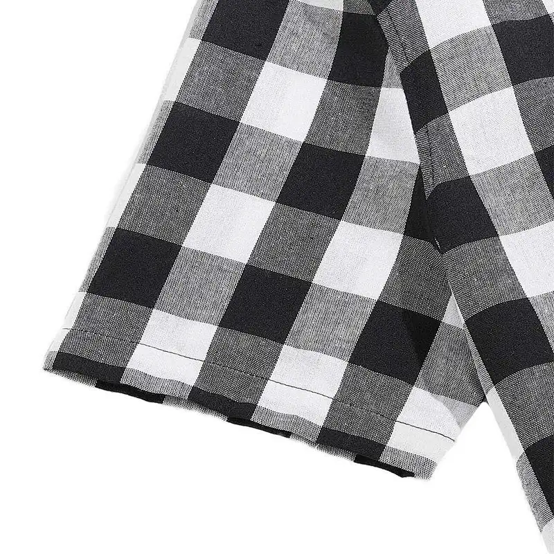 2021 Women Gingham Black And White Women's Sleepwear Pajamas Top And Drawstring Waist Shorts Lounge Wear Cotton Pijama Set