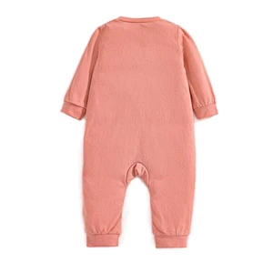Wholesale Baby Girls' Rompers Zipper Knit Solid Clothes Jumpsuits 100% Cotton Baby Onesie