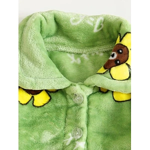 Winter Kids Girls Polka Dot And Cartoon Graphic Flannel Pajamas Set