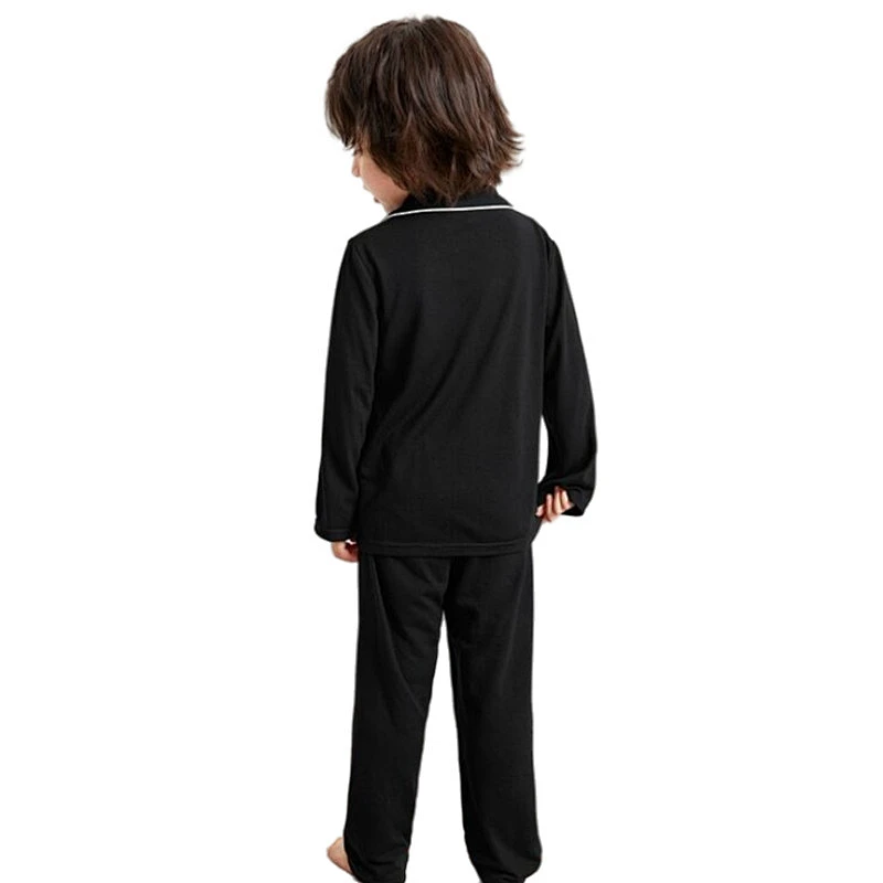 Solid Piping Winter Long Pjs Custom Printed Kids Pyjamas Custom Bamboo Clothes Pajamas Cotton For Kids