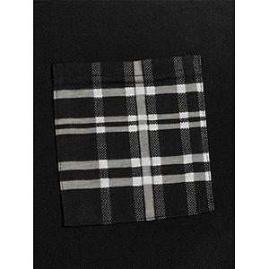 Adult Male Sleepwear Cotton Pocket Patched Tee & Plaid Print Bottoms Pants Pajamas for Men Set