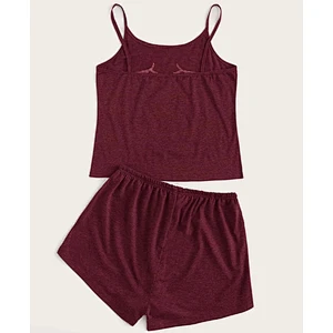Burgundy pajamas set Graphic Camisole Sleepwear Short Pajama Set