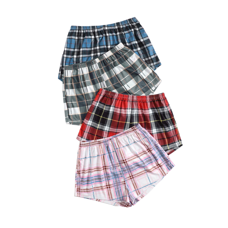 OEM Casual Plaid Women's Pajama Shorts Tartan Print Sleeping Shorts