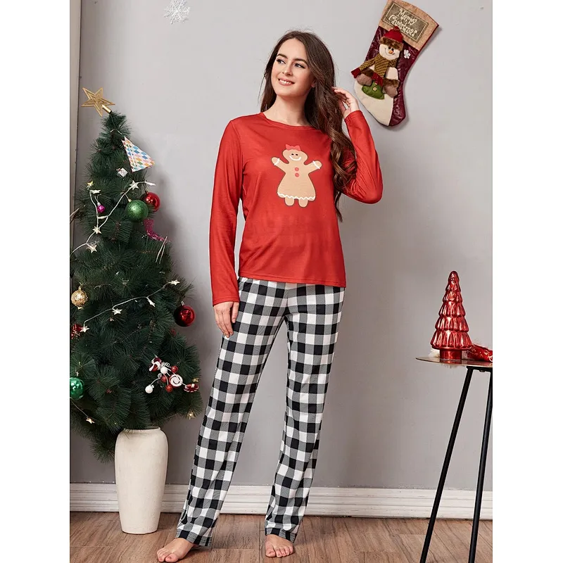 Buffalo Plaid Family Christmas Pajamas Custom Print Top & Pants Matching Christmas Pyjamas