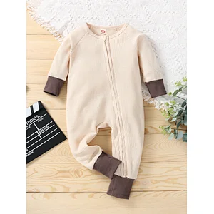 Baby Unisex Newborn Jumpsuit OEM ODM Colorblock Waffle Knit Baby Clothes Romper