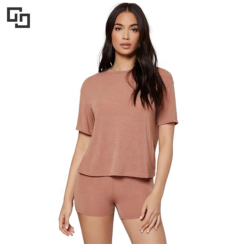 Solid Drop Shoulder Comfortable Tee With Shorts Lounge Set