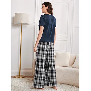 OEM ODM Popular Wholesale Ladi Sleepwear Homewear Pajamas Custom Design Cotton Loungewear Pijama Set