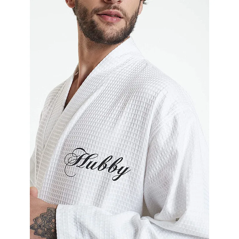 Calf Length Cotton Waffle Robe Loose Kimono Dressing Gown Hotel Couple Spa Bath Robes