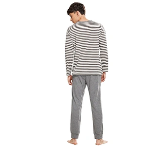 OEM 100% Cotton Men's Sleepwear Long Sleeve & Pants Loungewear Men Pajamas