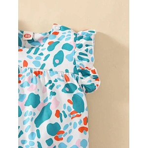 Allover Print Ruffle Sleeve Print Custom Toddler Pajamas Viscose from Bamboo Baby Bubble Romper