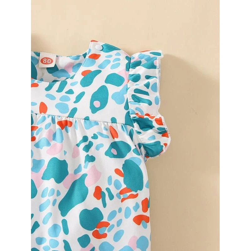 Allover Print Ruffle Sleeve Print Custom Toddler Pajamas Viscose from Bamboo Baby Bubble Romper