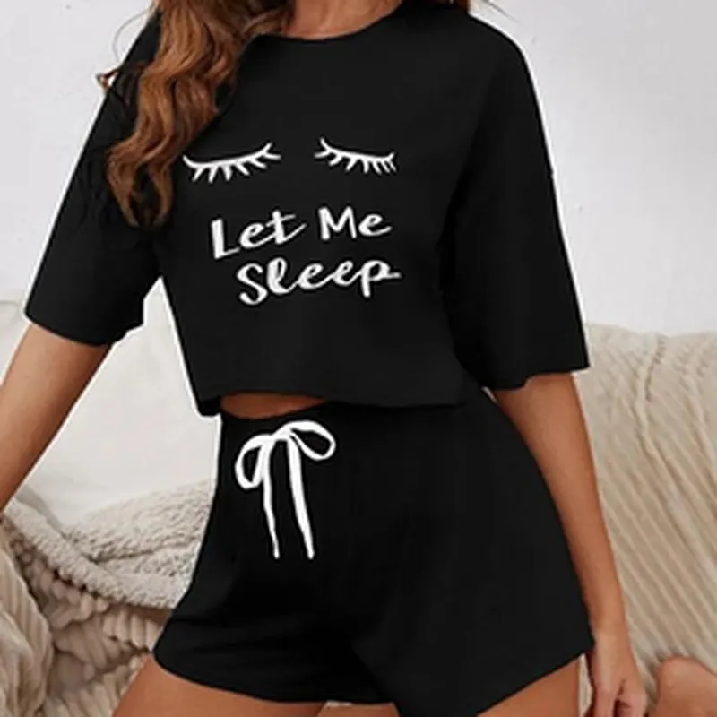 Solid Print Winter Pajama Women Cotton Pajamas Set