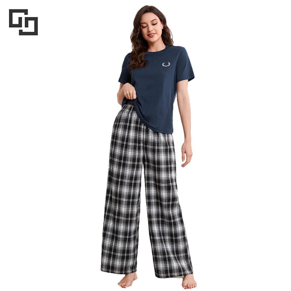 OEM ODM Popular Wholesale Ladi Sleepwear Homewear Pajamas Custom Design Cotton Loungewear Pijama Set