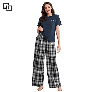 OEM ODM Popular Wholesale Ladi Sleepwear Homewear Pajamas Custom Design Cotton Loungewear Pijama Set