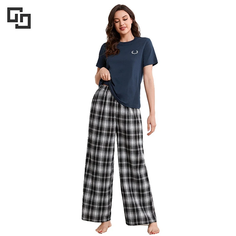 OEM ODM Popular Wholesale Ladi Sleepwear Homewear Pajamas Custom Design Cotton Loungewear Pijama Set