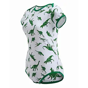 Short Sleeve Women Sexy Onesie for Women Pajamas Snap Crotch Romper Dinosaurs Pattern Jumpsuit