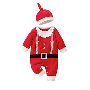 Custom Cotton Baby Print Jumpsuit & Hat Christmas Romper Baby
