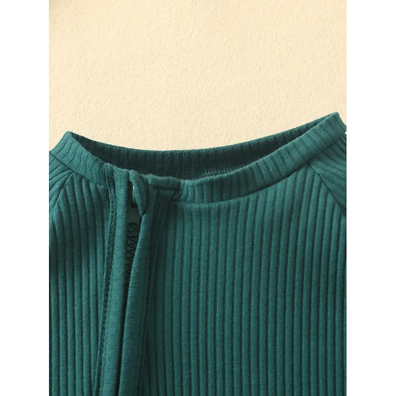 Solid Raglan Sleeve Oblique Zipper Baby Onesie Winter Newborn Baby Clothes Baby Romper