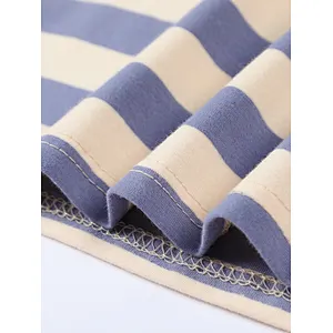 Cozy Knit Jersey Boys Sleepwear Striped Print Top & Pants PJ Set Cotton Kids Pajamas