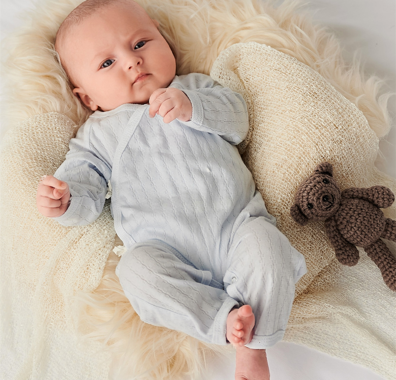 Long Sleeve Newborn Baby Boy Jumpsuit Popper Tape Wrap Cotton Viscose from Bamboo Baby Romper