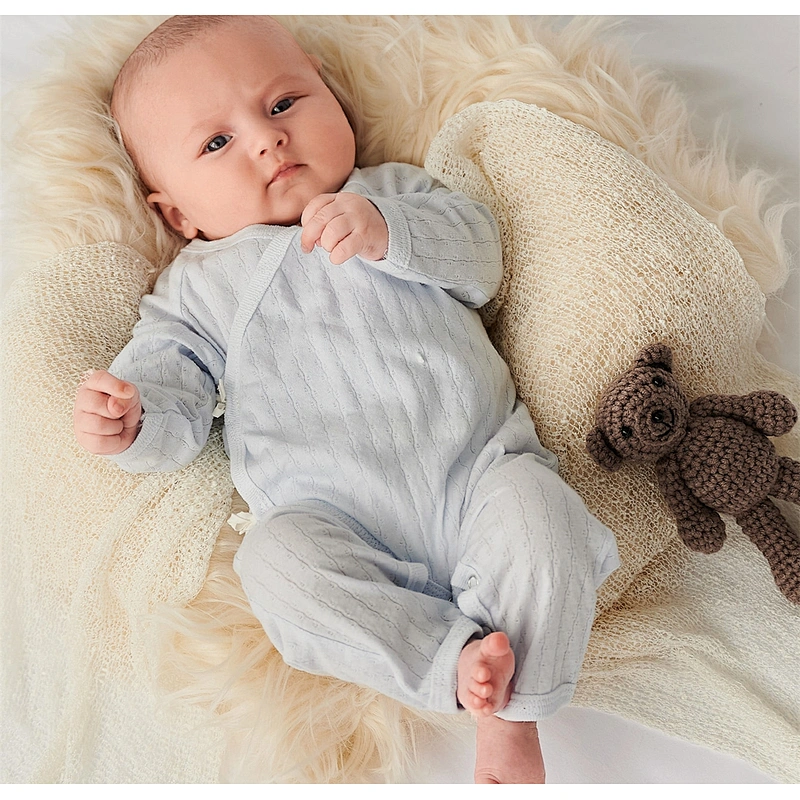 Long Sleeve Newborn Baby Boy Jumpsuit Popper Tape Wrap Cotton Viscose from Bamboo Baby Romper