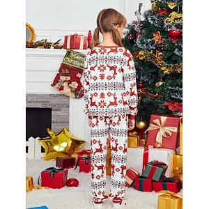 Flannel Warm Family Christmas Pajamas Long Sleeve Top and Pants Custom Mommy and Me Pajamas